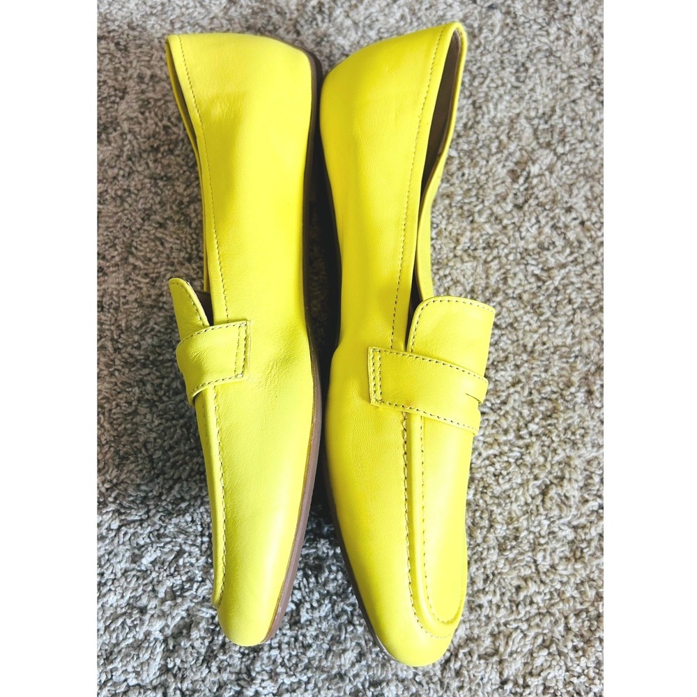 Talbots Ryan Lemon Yellow Dopamine Leather Penny Loafers Flats Womens 8.5M - Picture 3 of 8